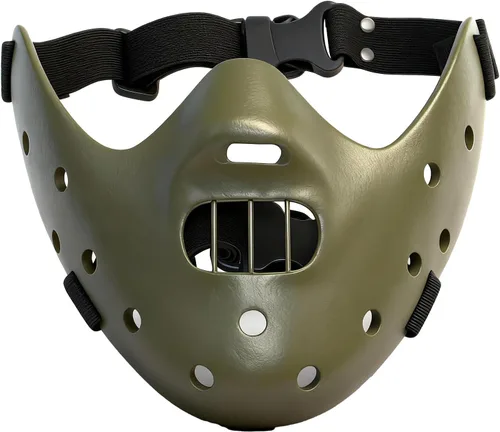 Vista 10 de nezababy Hannibal Lecter Máscara Cosplay El Silencio de los Corderos Media Cara Asesino de Resina