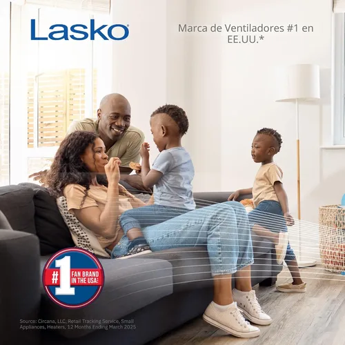 Vista 2 de Lasko Ventilador de pedestal oscilante, termostato, altura ajustable, control remoto, temporizador, 4 velocidades, para dormitorio, sala de estar