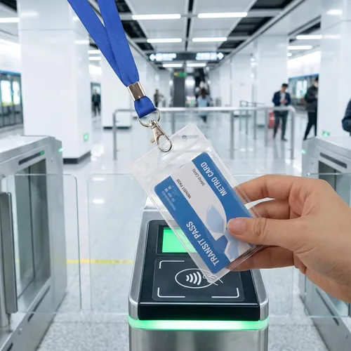 Vista 6 de Paquete de 100 soportes verticales para tarjetas de identificación, de plástico transparente, impermeable, resellable para oficina, profesores