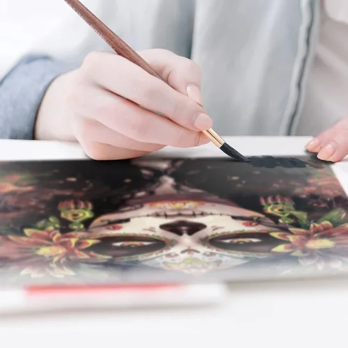 Vista 5 de Pintura por números para adultos, 16 x 20 pulgadas, pintura acrílica por números para adultos, principiantes, niños, Calavera Girl Kit de pintura