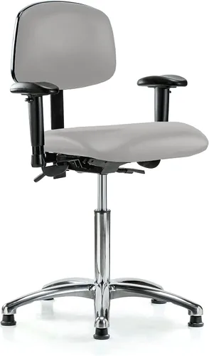 Vista 11 de PERCH - Silla giratoria con ruedas para alfombra o linóleo, cromado, Textil, Tela negra