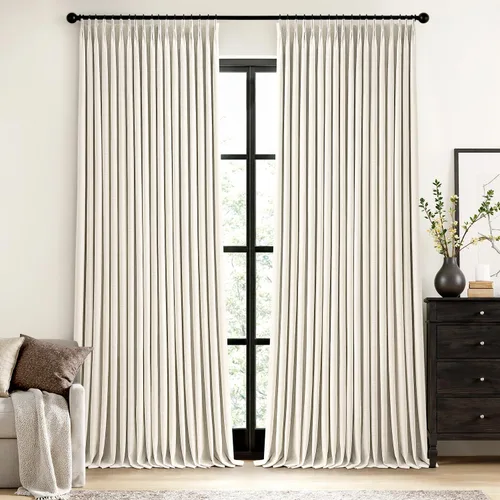 Vista 23 de MIULEE - Cortinas plisadas de lino 100 % opacas de color beige, 40 x 63 pulgadas