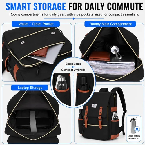 Vista 4 de Modoker - Mochila vintage para laptop, para mujeres y hombres, mochila para la escuela y la universidad