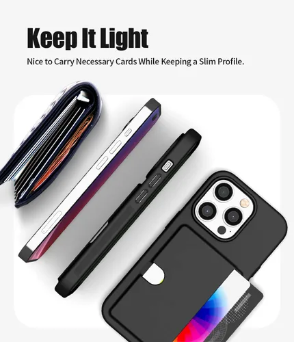 Vista 4 de GOOSPERY Rail 2 - Funda para tarjetas compatible con iPhone 14 Pro con dos ranuras para tarjetas, protección ligera y suave, soporte para tarjetas