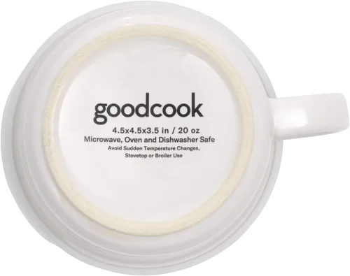 Vista 6 de GoodCook Taza de cerámica apta para microondas de 20 onzas con tapa ventilada, color blanco