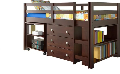 Vista 5 de Donco Kids 760-cp cama baja con estudio, capuchino oscuro
