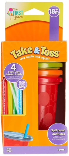 Vista 3 de The First Years Take and Toss - Vasos de paja a prueba de derrames, 10 onzas