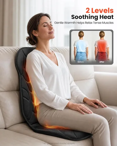 Vista 9 de COMFIER Masajeador de espalda con calor, almohadilla de silla de masaje