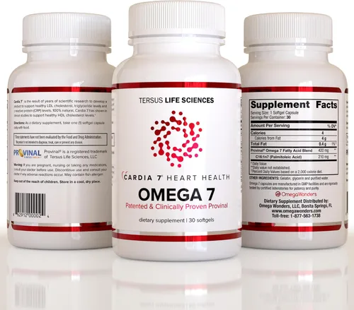 Vista 2 de Heart Health Omega 7 - Contiene ácidos grasos Omega 7 purificados patentados provinales - Sin sabor a pescado ni eructos - 30 unidades de gel suave