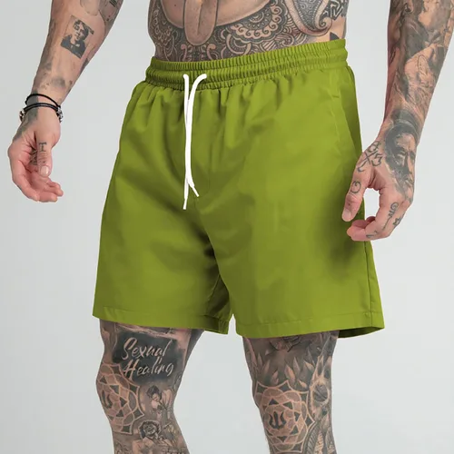 Vista 2 de Men's Swim Trunks Shorts Loose Fit Drawstring Beach Shorts Solid Color Lightweight Athletic Training Shorts with Pockets
