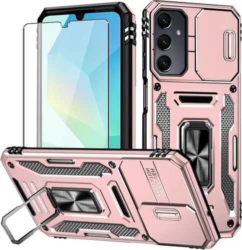 Vista 14 de Para Samsung Galaxy A16 5G Funda con Protector de Pantalla y con Cubierta de Cámara, Soporte Giratório de 360° Grado Militar (Resistente) Protector