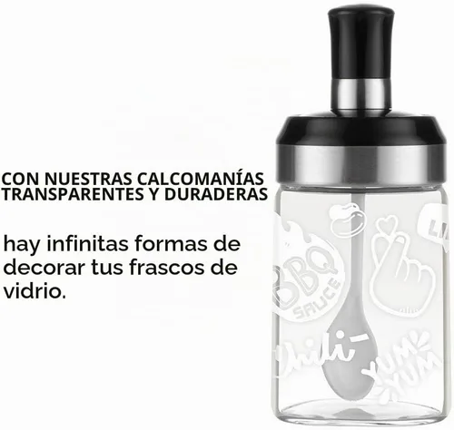 Vista 4 de Tarro de salsa para azúcar, cuchara combinada con tapa, recipientes para almacenar condimentos, sal y azúcar para cocina, almacenamiento