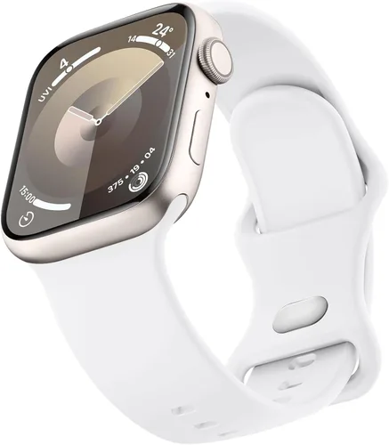 Vista 15 de Mugust - Correas deportivas compatibles con Apple Watch de 42mm, 41mm, 45mm, 49mm, 40mm, 44mm, 38mm, 42mm y 46mm, correa impermeable de silicona