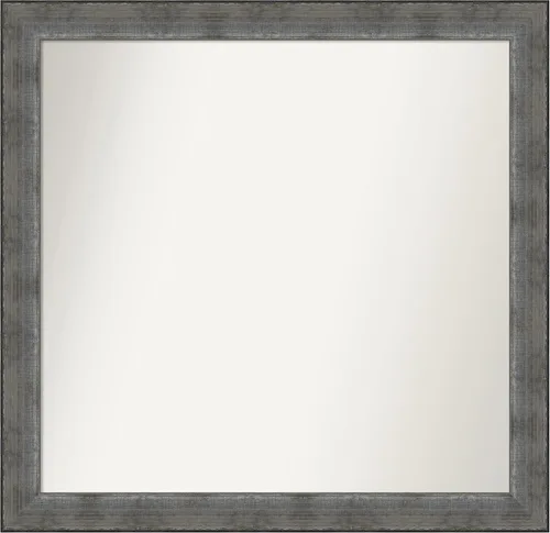 Vista 140 de Amanti Art Espejo de baño plateado para sobre el fregadero, 24 x 24 pulgadas, espejo cuadrado de peltre forjado a medida, marco de madera casual