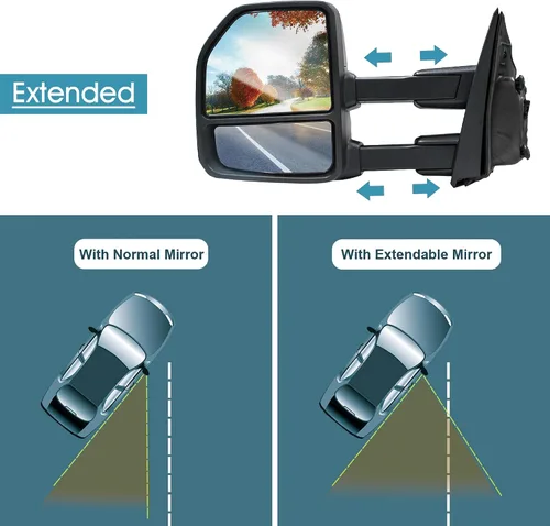 Vista 4 de BOOLEE Espejo de remolque del lado izquierdo del conductor apto para Ford F250, F350, F450, F550 Super Duty 2017, 2018, 2019, 2020, luz de señal