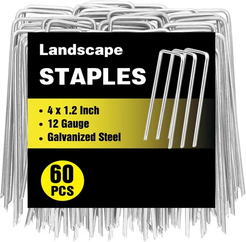 Vista 12 de Paquete de 240 grapas de paisaje de 15 cm, estacas de jardín galvanizadas para carpas, estacas resistentes calibre 11, alfileres de tela