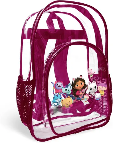 Vista 7 de Ceruyua Gabby's - Mochila transparente de PVC a la moda, bonita mochila transparente para eventos en estadios y viajes, 17 pulgadas, Rojo