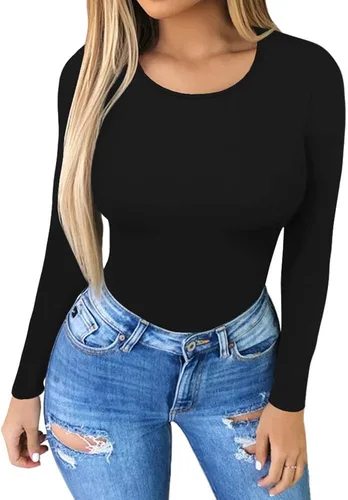 Vista 2 de MANGOPOP bodi con cuello redondo para mujer prenda de manga corta y manga larga