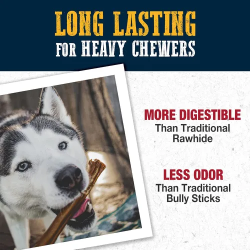 Vista 5 de Cadet Bully Hide Sticks Natural Dog Chews, Large, 7 Count