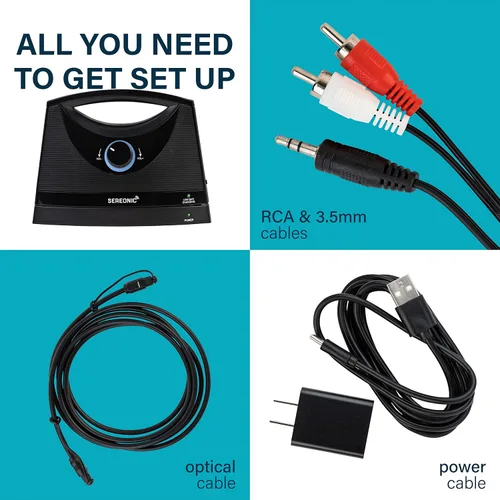 Vista 5 de SEREONIC Altavoces inalámbricos portátiles de TV para Smart TV, ideales para ver la televisión sin el volumen a todo volumen, altavoces inalámbricos