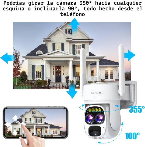 Vista 6 de Cámaras de seguridad LETSCEE inalámbricas para exteriores para seguridad del hogar, cámaras Alexa con energía solar, cámara de vista 360 al aire 1