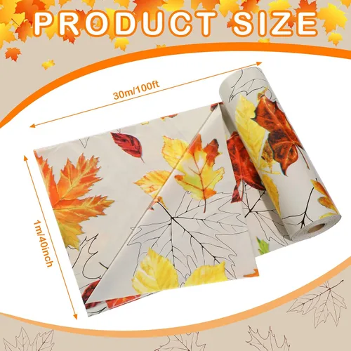 Vista 6 de Hosuly Mantel rectangular desechable de 100 x 40 pulgadas, diseño de hojas de arce de otoño, mantel de plástico para otoño, mantel de cosecha