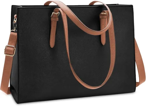 Vista 7 de Bolsa para laptop para mujer de 15.6 pulgadas, bolsa de piel, bolsa de trabajo
