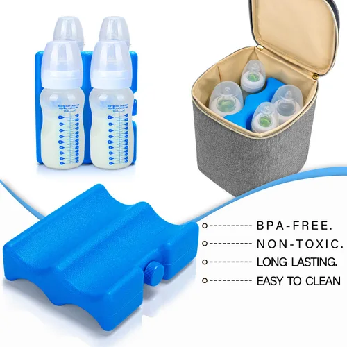 Vista 4 de Teamoy Paquete de hielo de leche materna, bolsa de hielo en botella para almacenamiento de leche materna y lactancia materna, mamá trabajadora