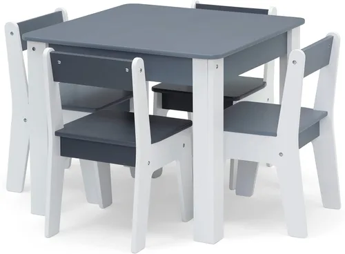 Vista 5 de GAP GapKids - Juego de mesa y 4 sillas, certificado Greenguard Gold, gris/blanco