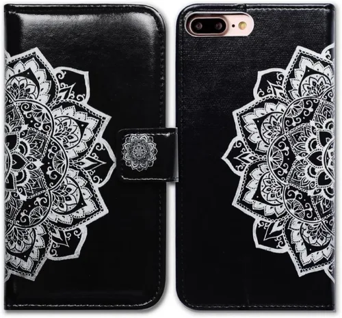 Vista 21 de Bcov Bfun - Funda para iPhone 8 Plus, funda para iPhone 7 Plus, diseño de cachemira brillante con ranura para tarjetas, funda de cuero para iPhone 7
