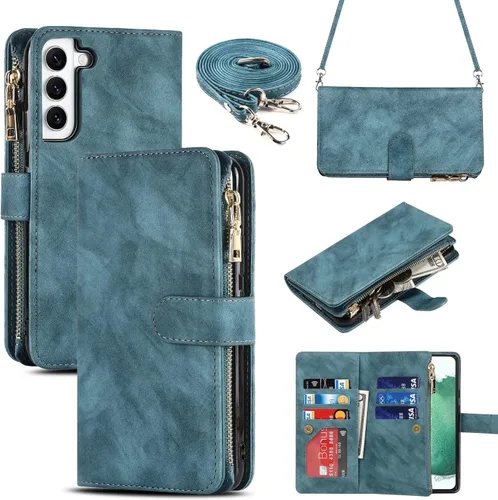 Vista 15 de iCoverCase para Samsung Galaxy S22 - Funda tipo cartera con soporte y bolsillos para tarjetas, funda de piel sintética con cierre magnético