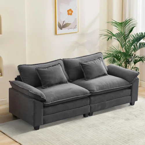 Vista 85 de Oprisen Sofá Seccional Modular, Cómodo Cloud Couch Sofá Seccional, Sofá Cama de Chenilla con Asiento Profundo con Almohadas Decorativas para Sala