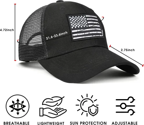Vista 7 de Nuyjimr Sombreros de camionero de la bandera estadounidense para mujeres y hombres, gorra de golf ajustable para exteriores, Bandera de Hockey
