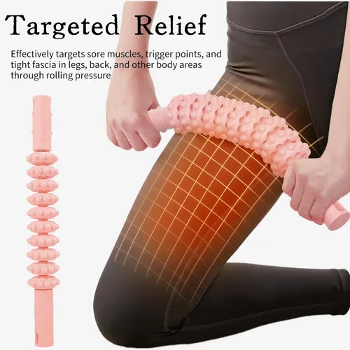 Vista 3 de Barra de rodillo muscular, 10 rodillos, diseño flexible de 180 grados, herramienta de masaje fascista para recuperación de piernas y espalda