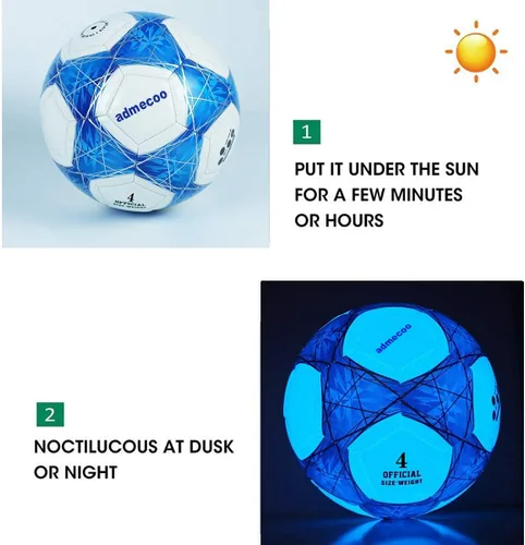 Vista 2 de Balón de fútbol iluminado que brilla en la oscuridad, tamaño 3/4/5 con agujas y pelota de bombeo para hombres, jóvenes y adultos, juegos nocturnos