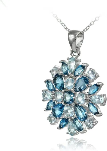 Vista 2 de Ice Gems Collar de plata de ley con topacio azul Londres y topacio azul, Plata esterlina Gema, Topacio
