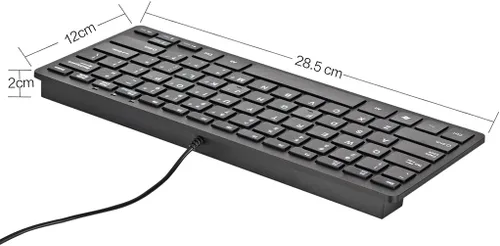 Vista 3 de iKKEGOL USB Mini Slim Wired 78 Teclas Pequeño Teclado compacto súper delgado para PC de escritorio PC Win 7 Mac (negro)