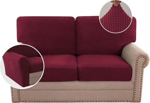 Vista 51 de H.VERSAILTEX Fundas elásticas para sillas de varias piezas, fundas para cojines ajustables para asiento y respaldo