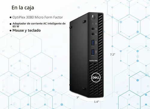 Vista 2 de Dell OptiPlex 3000 3080 - Computadora de sobremesa Intel Core i3 de 10ª generación i3-10100T de cuatro núcleos (4 núcleos) 3 GHz, DDR4 SDRAM de 8 GB
