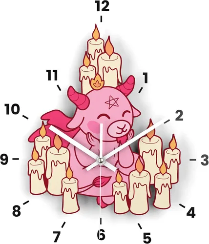 Vista 3 de Reloj de pared de madera para sala de estar, pegatinas de números de bricolaje, ecológico, cocina, pentáculo, café, corte láser, 666, lindo arte