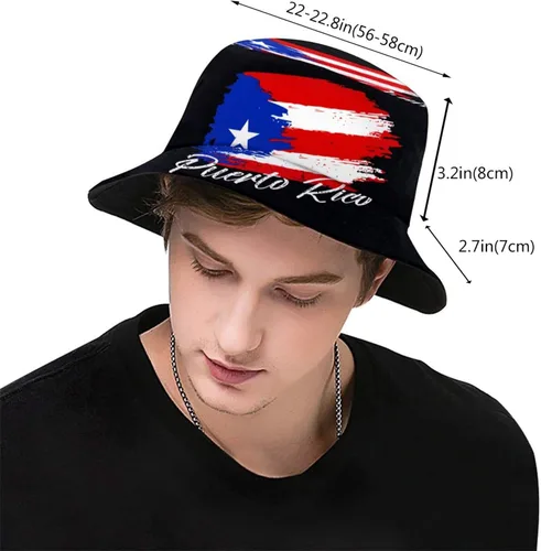 Vista 3 de Sombrero de pescador con bandera de Puerto Rico, sombrero de pescador, sombrero de pescador de verano para hombres y mujeres, para exteriores