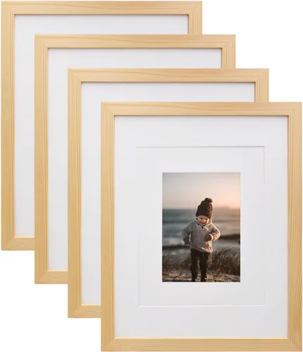 Vista 7 de KINLINK Marcos de fotos de 8 x 10 pulgadas, marcos de madera natural con plexiglás acrílico para fotos de 4 x 6/5 x 7 con paspartú o de 8 x 10
