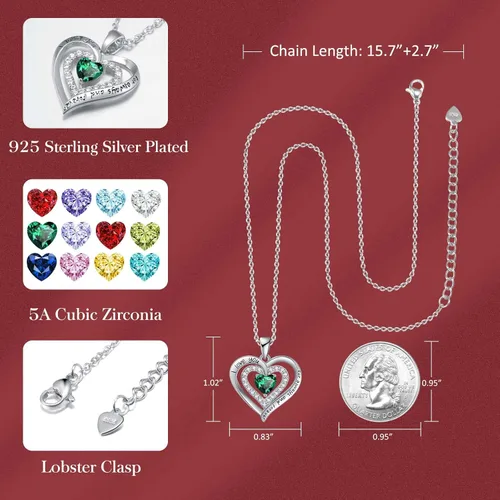 Vista 4 de Birthstone Jewelry Necklace for Women on Birthday Anniversary Presents for Wife Women Necklaces for Valentine's Day, Christmas, Mother's Day