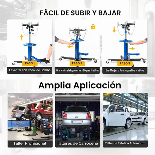 Vista 7 de TUFFIOM Gato de transmisión, 1100 lbs 1/2Ton hidráulico de 2 etapas de elevación alta vertical telescópica, rango de elevación de 34" a 68