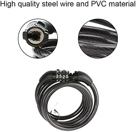 Vista 6 de Cerradura de combinación Cerradura de cadena de seguridad Cerradura de ciclismo desmontable para bicicleta y motocicleta y valla de puerta