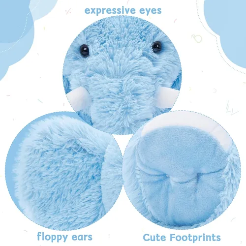 Vista 4 de MorisMos Animal de Peluche Elefante Grande, Compañero de Peluche Suave de Elefante de 19.6 Pulgadas, Regalos para Niñas y Niños, Azul