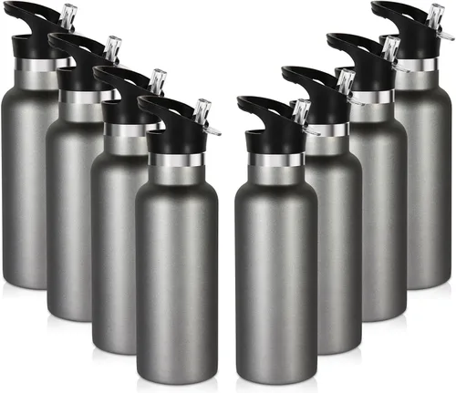 Vista 15 de Volhoply Botella de agua aislada para niños de 17 onzas, botellas de agua de acero inoxidable con tapa con pajilla, botella de agua de metal al