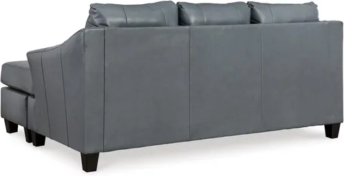 Vista 8 de Signature Design by Ashley Genoa - Sofá modular de cuero moderno con diván, color azul