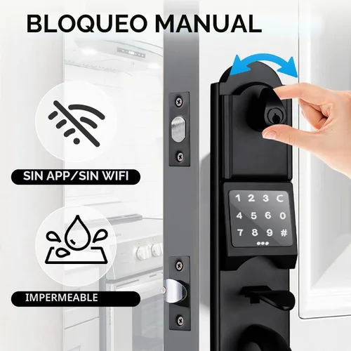 Vista 4 de Manija de doble puerta resistente con teclado táctil y mano izquierda