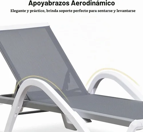 Vista 4 de PURPLE LEAF Patio Chaise Lounge - Silla con brazos de plástico